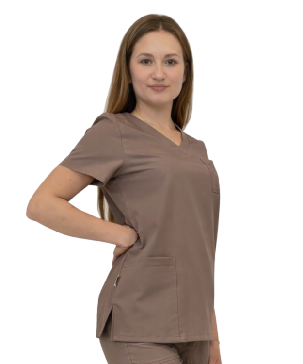 Bluza medyczna damska w kolorze cappucino