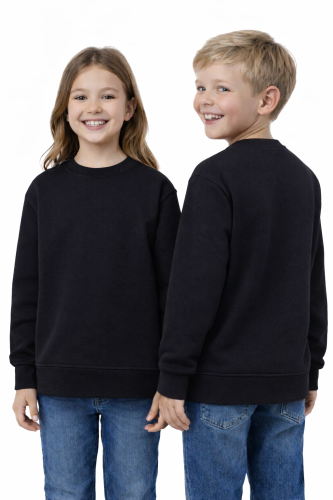 Bluza sportowa dziecięca wkładana przez głowę długi rękaw dla chłopca i dziewczynki czarna.png