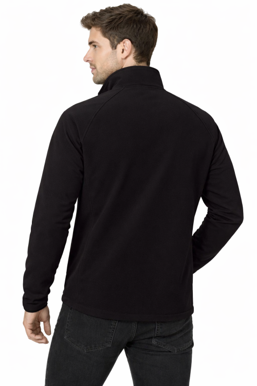 Kurtka męska softshell z kieszeniami zapinana na zamek kolor czarny widok z tyłu.png