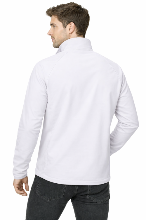 Kurtka męska softshell z kieszeniami zapinana na zamek kolor biały widok z tyłu.png