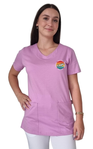 Bluza medyczna wrzosowa elastyczna bawełna z Twoim nadrukiem - kreator online damska.jpg