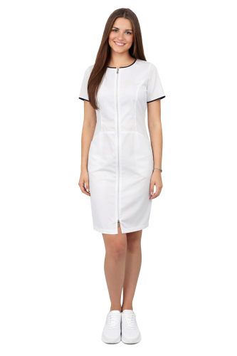 Sukienka medyczna z granatową lamówką.png