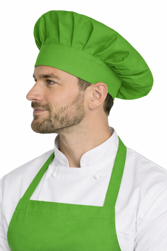 Czapka kucharska szefa kuchni unisex zielona widok z boku.png