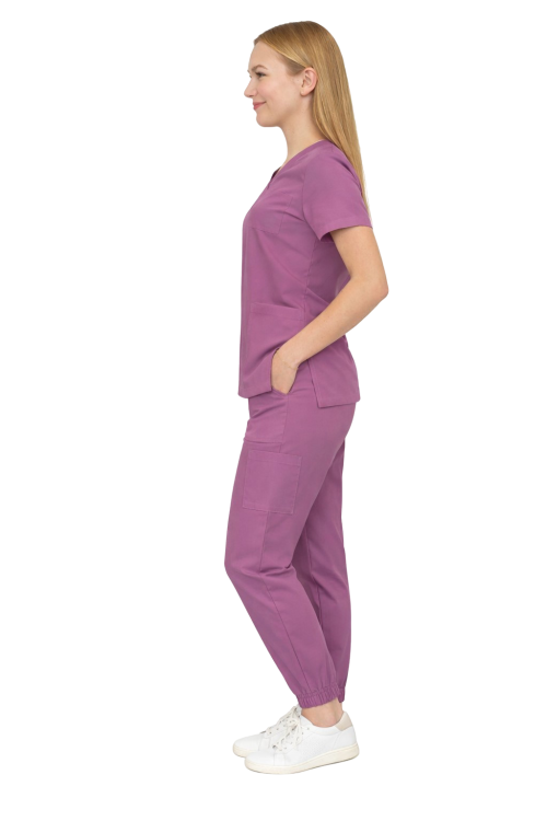 Winogronowy komplet medyczny damski – scrubs CASUAL PREMIUM.png