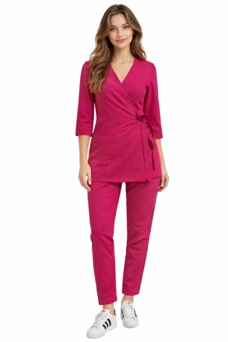 Komplet medyczny damski BASIC PREMIUM amarant – 3/4 rękaw