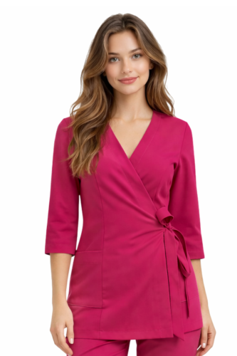 Tunika medyczna damska BASIC PREMIUM amarant 3/4 rękaw