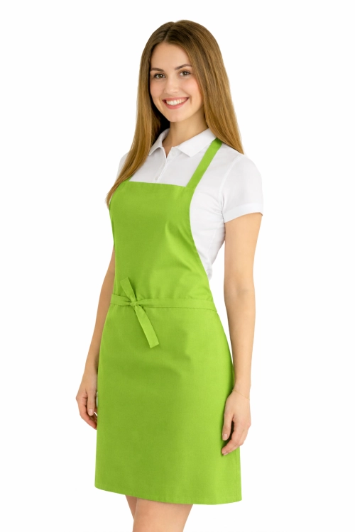 Fartuszek do kuchni dla gastronomii kolor limonka widok z boku.png