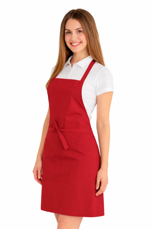 Fartuszek do kuchni dla gastronomii kolor czerwony widok z boku.png