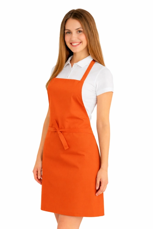 Fartuszek do kuchni dla gastronomii kolor pomarańczowy widok z boku.png