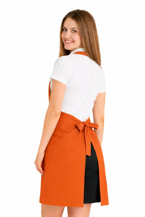 Fartuszek do kuchni dla gastronomii kolor pomarańczowy widok z tyłu.png