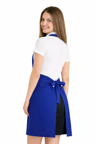 Fartuszek do kuchni dla gastronomii kolor chabrowy widok z tyłu.png