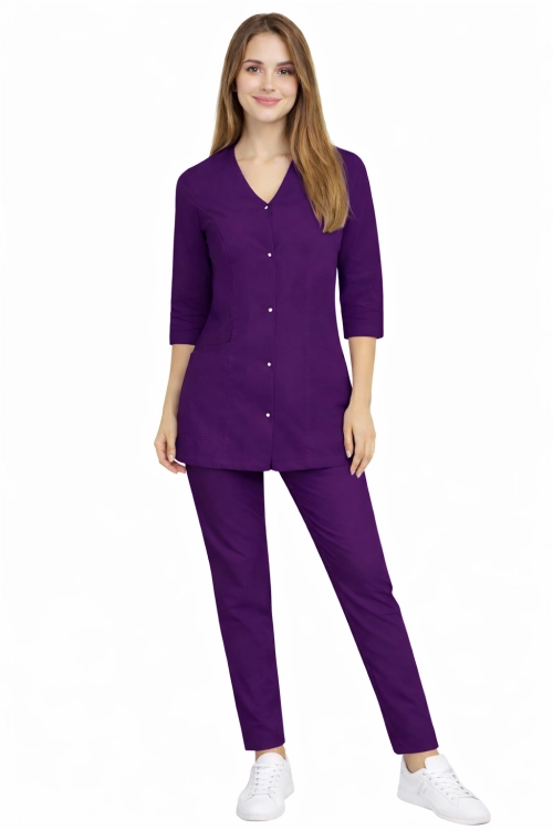 Damski komplet medyczny CASUAL PREMIUM w kolorze fioletowym  rękaw 3/4
