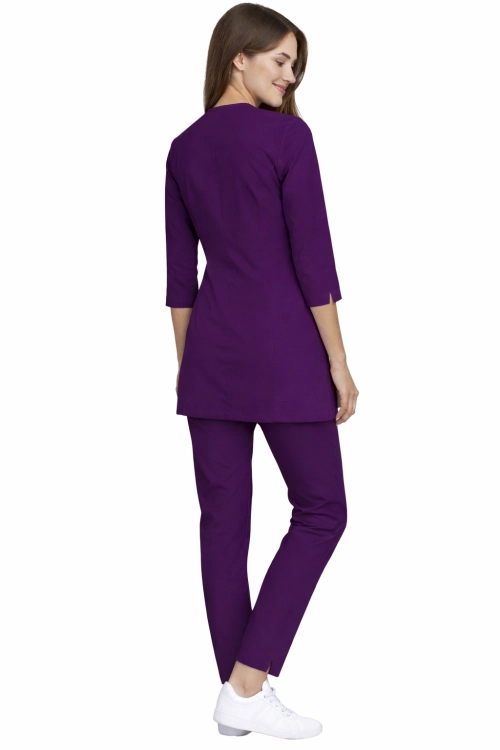 CASUAL PREMIUM fioletowy komplet medyczny kosmetyczny damski z rękawem 3/4