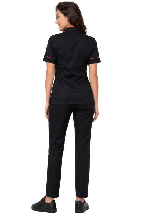 Czarna bluza   z różową lamówką  na napy  i czarne spodnie  cygaretki w komplecie MEDICAL BEAUTY.png