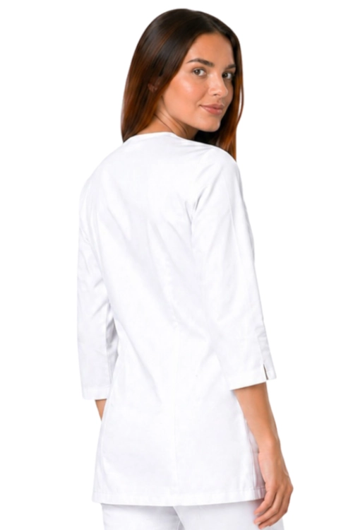 Biały żakiet medyczny damski z rękawem 3/4