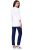 Uniform  medyczny damski z  rękawem 3/4 biały żakiet z granatową   lamówką i granatowymi  spodniami