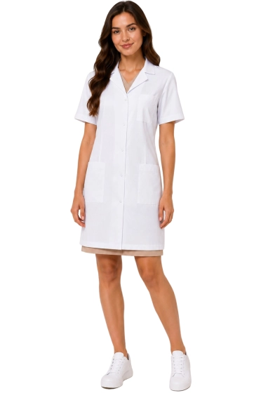 Blouse médicale pour femme blanche à manches courtes