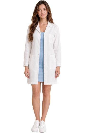 Blouse de laboratoire femme à boutons-pression 100% coton