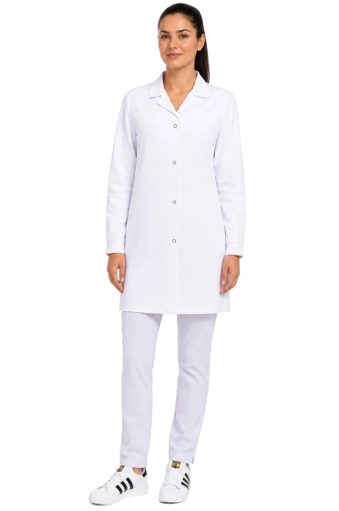 Blouse de laboratoire femme blanche avec pressions