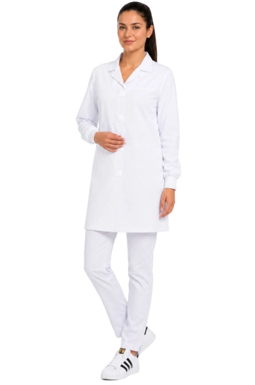 Blouse de laboratoire blanche neige pour femmes avec velcro