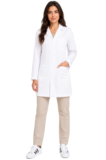 Blouse de laboratoire femme blanche à boutons