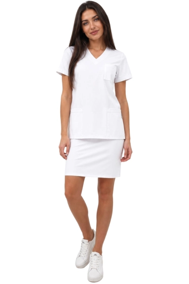 Ensemble médical avec jupe blanc casual premium