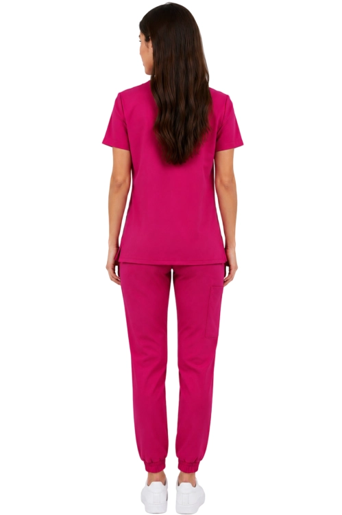 Damski komplet medyczny amarantowy  – scrubs CASUAL PREMIUM_tył.png