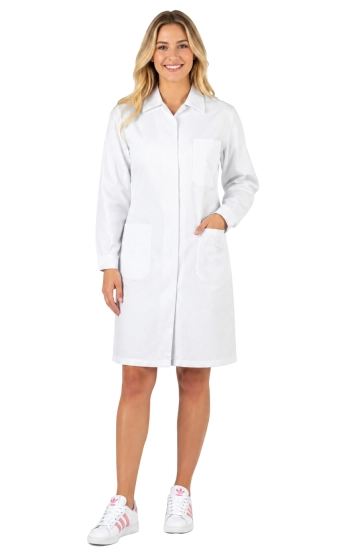 Blouse médicale blanche neige pour femmes avec boutons-pression