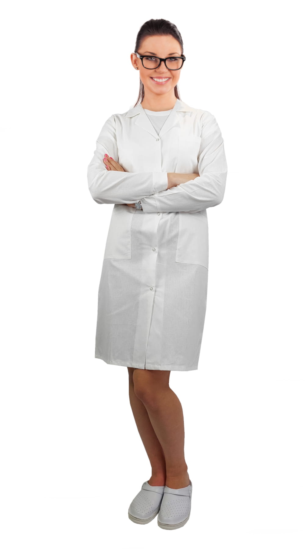 Blouse de laboratoire pour femme avec pressions
